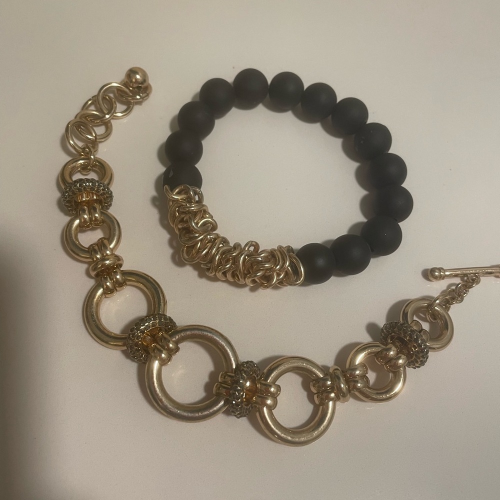 Chico's Gold and Black Bracelet Duo